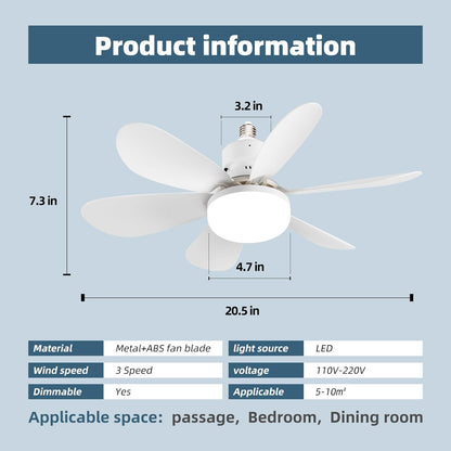 ABANICO TIPO BOMBILLO - FLOWER FAN LIGHT CEILIN (4 ASPAS)