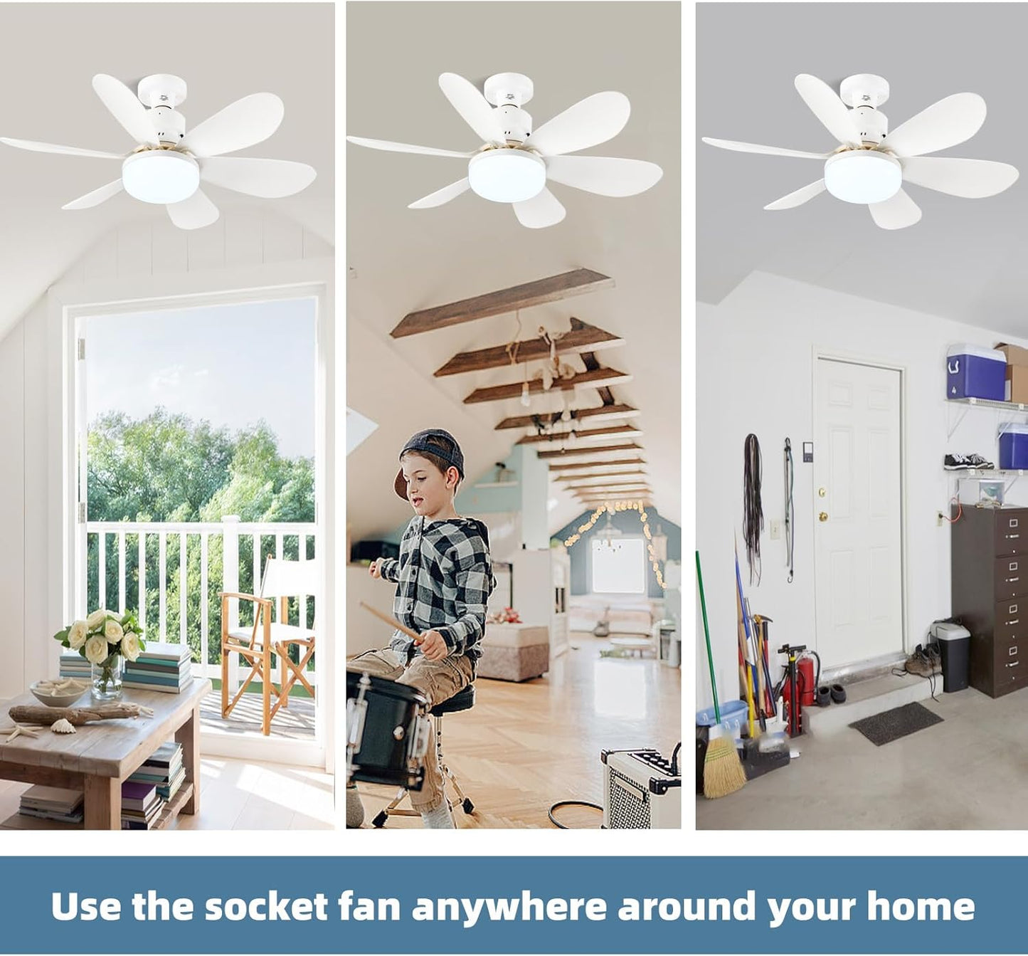 ABANICO TIPO BOMBILLO - FLOWER FAN LIGHT CEILIN (4 ASPAS)