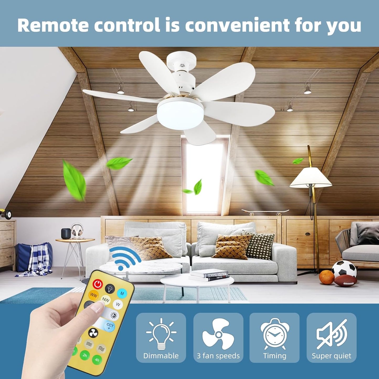 ABANICO TIPO BOMBILLO - FLOWER FAN LIGHT CEILIN (4 ASPAS)
