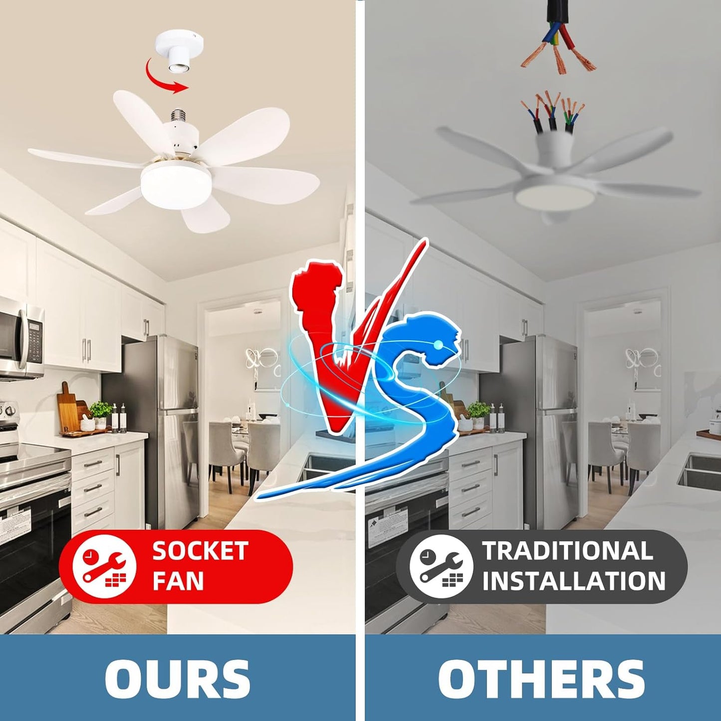 ABANICO TIPO BOMBILLO - FLOWER FAN LIGHT CEILIN (4 ASPAS)
