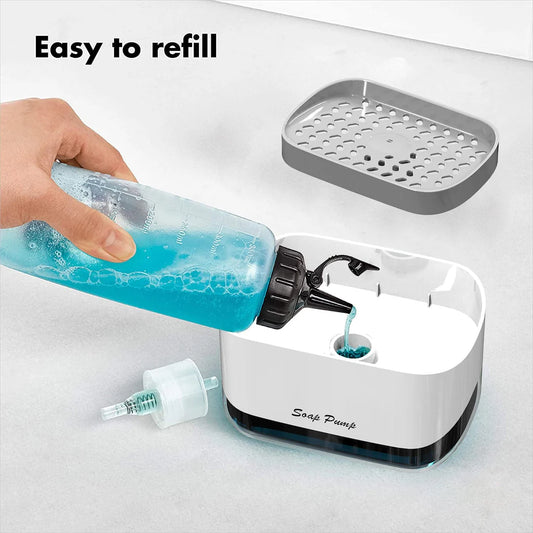DISPENSADOR DE JABON CON SOPORTE PARA ESPONJA